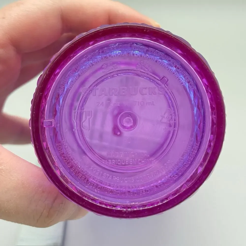 Starbucks Venti Studded Tumbler Iridescent Magenta Pink 24oz Cold Cup with Straw